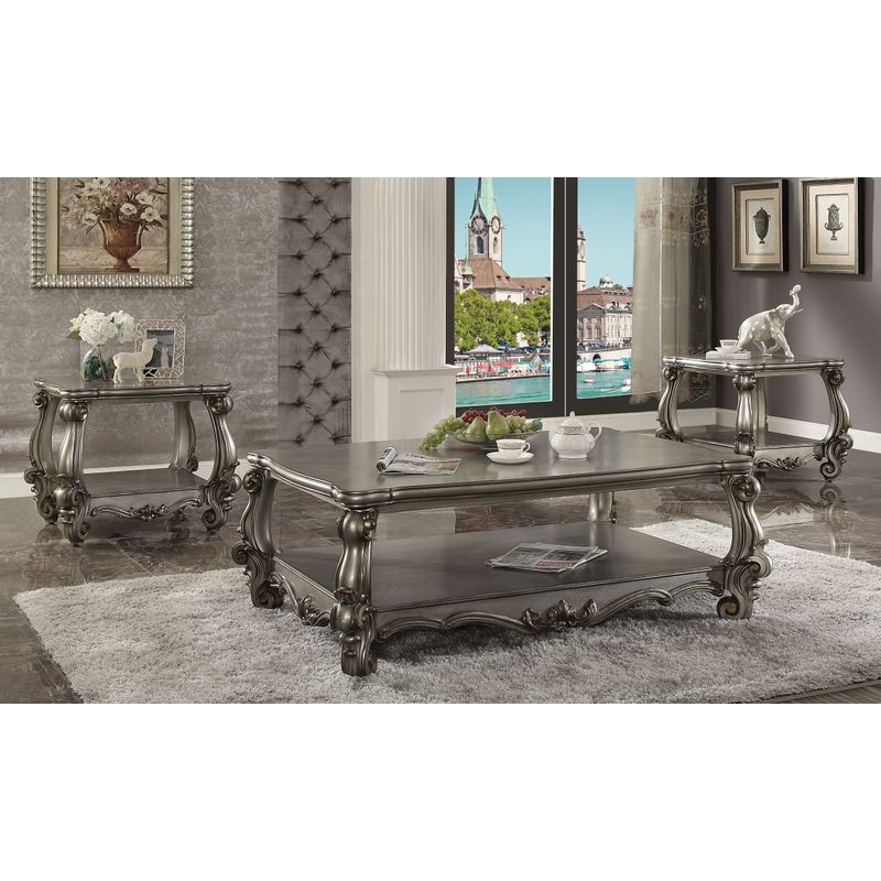ACME Versailles End Table, Antique Platinum