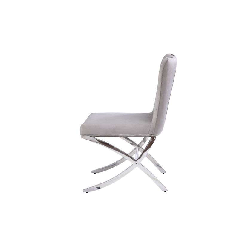 ACME Daire Side Chair (Set-2), Velvet & Chrome