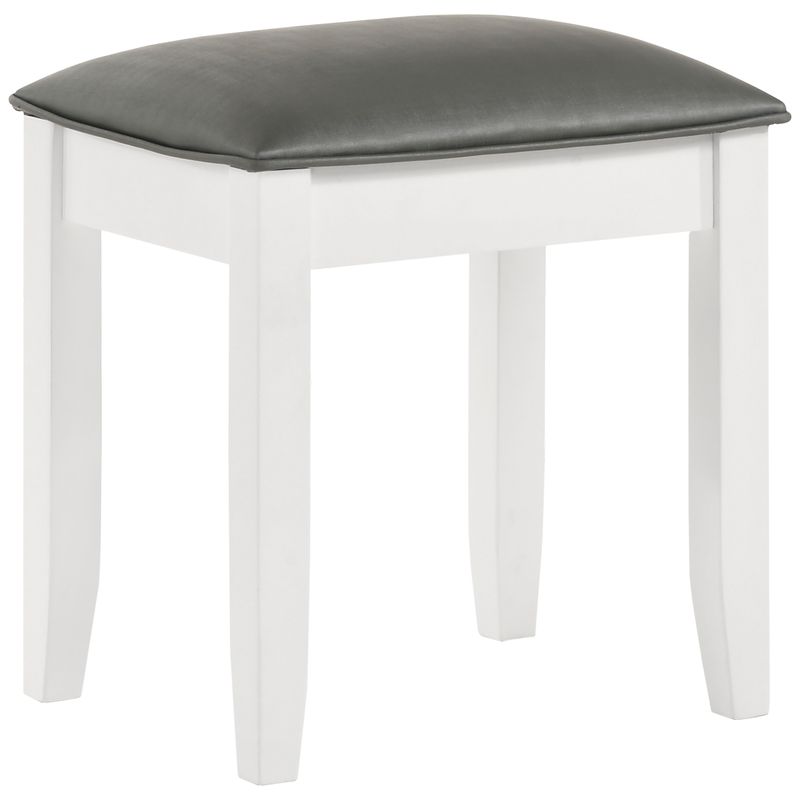 Felicity Upholstered Vanity Stool Metallic and Glossy White