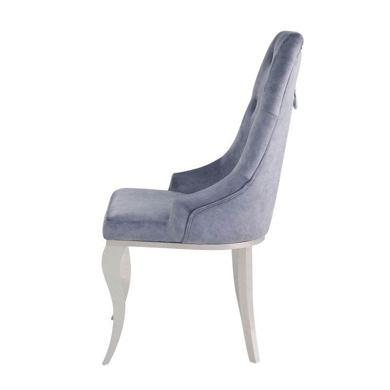 ACME Dekel Side Chair (Set-2), Gray Fabric & Stainless Steel