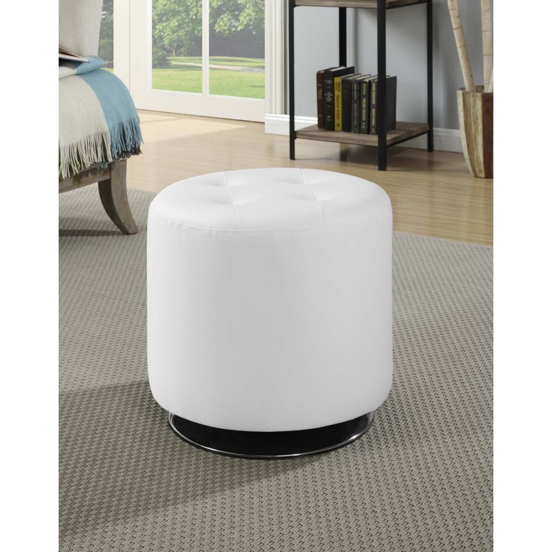 Bowman Round Upholstered Ottoman White