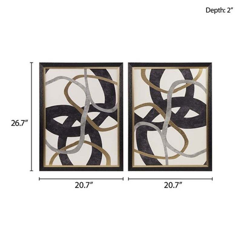 Moving Midas Gold Foil Abstract 2-piece Framed Canvas Wall Art Set
