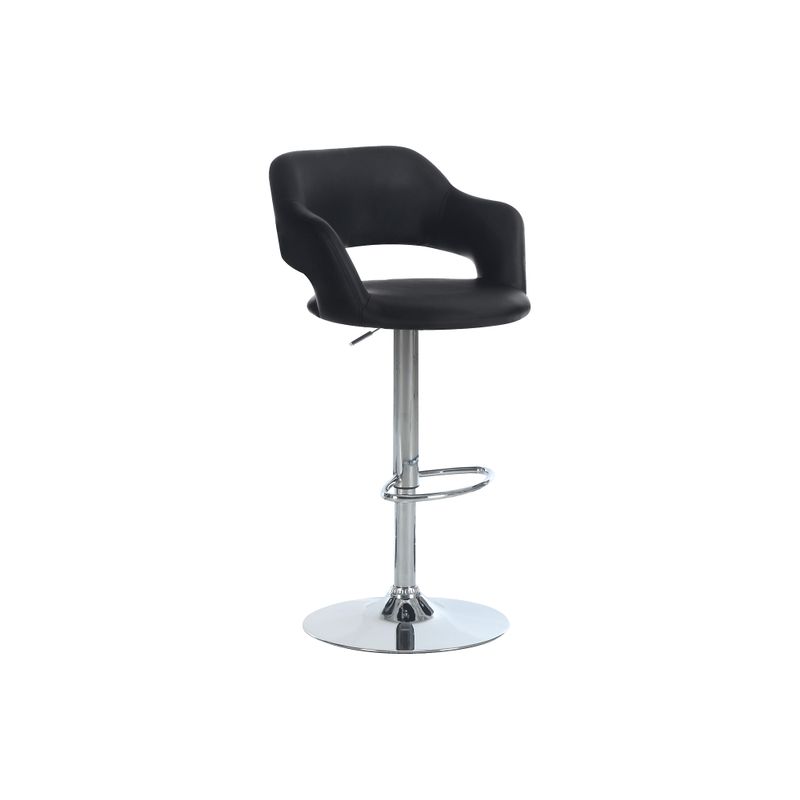 Bar Stool/ Swivel/ Bar Height/ Adjustable/ Metal/ Pu Leather Look/ Black/ Chrome/ Contemporary/ Modern