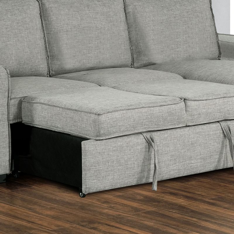 Wren 95 in. Light Grey 2-Piece Right Facing L Shaped Sleeper Sectional with Storage