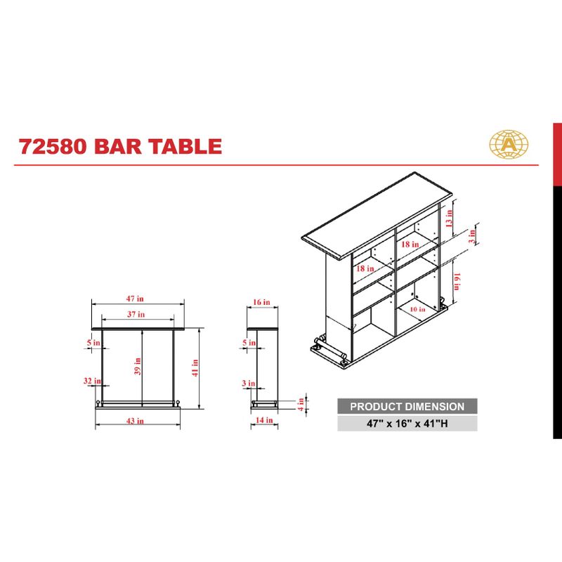 ACME Kite Bar Table, White High Gloss