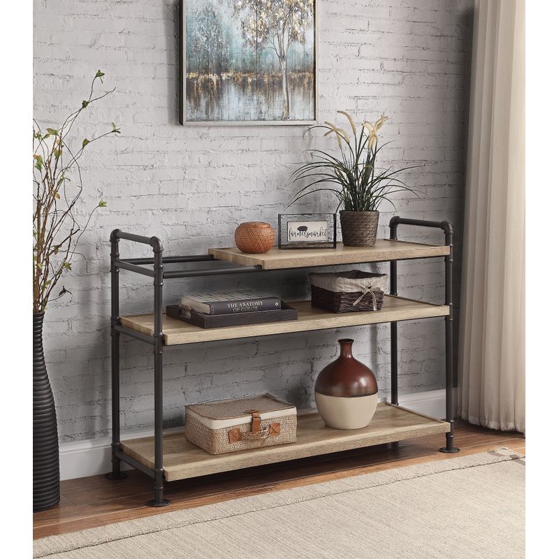 ACME Brantley Bookshelf, Oak & Sandy Black Finish