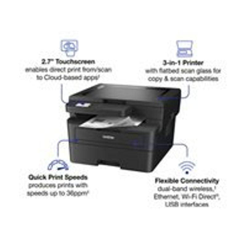 Brother - HL-L2480DW Wireless Black-and-White Refresh Subscription Eligible 3-in-1 Laser Printer - Gray