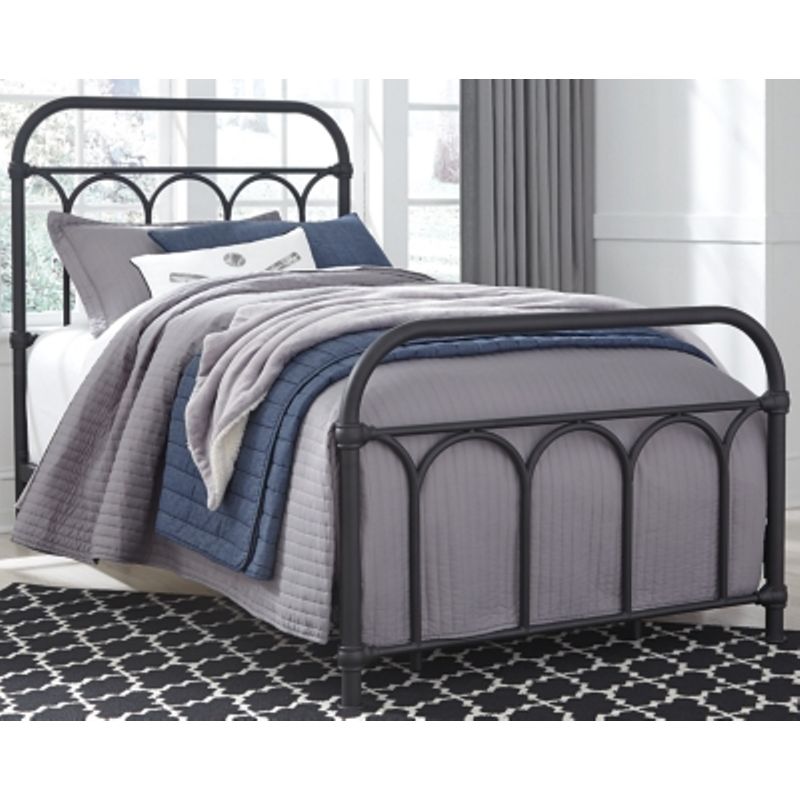 Black Nashburg Twin Metal Headboard/Footboard/Rails