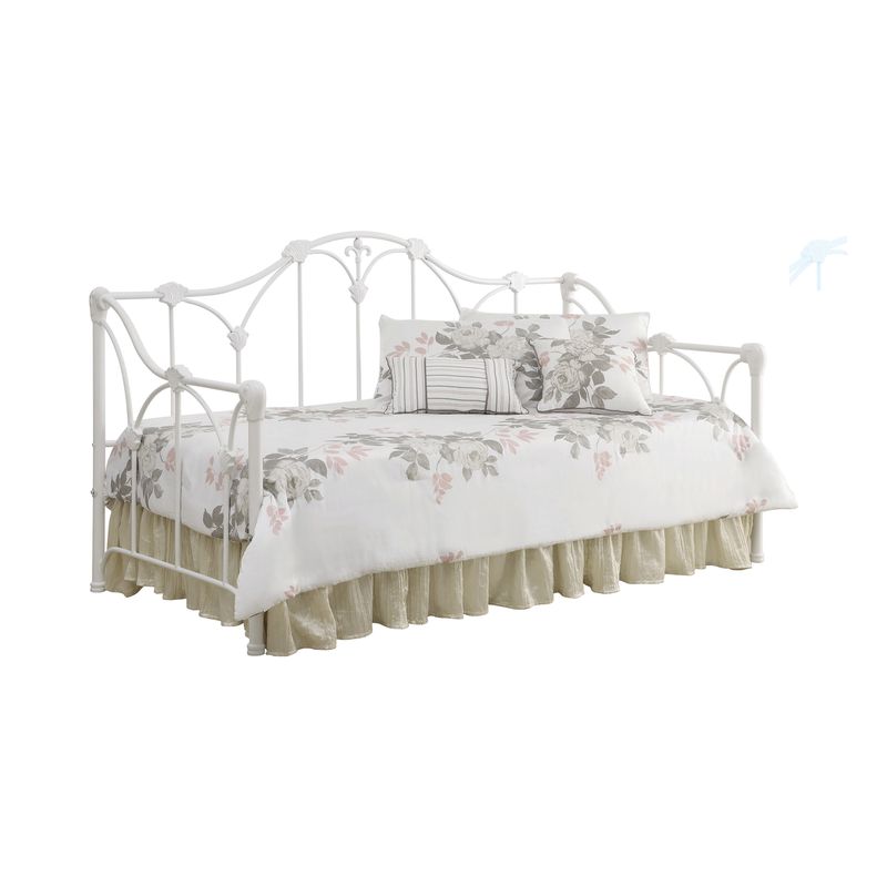 Twin Metal Daybed with Floral Frame White