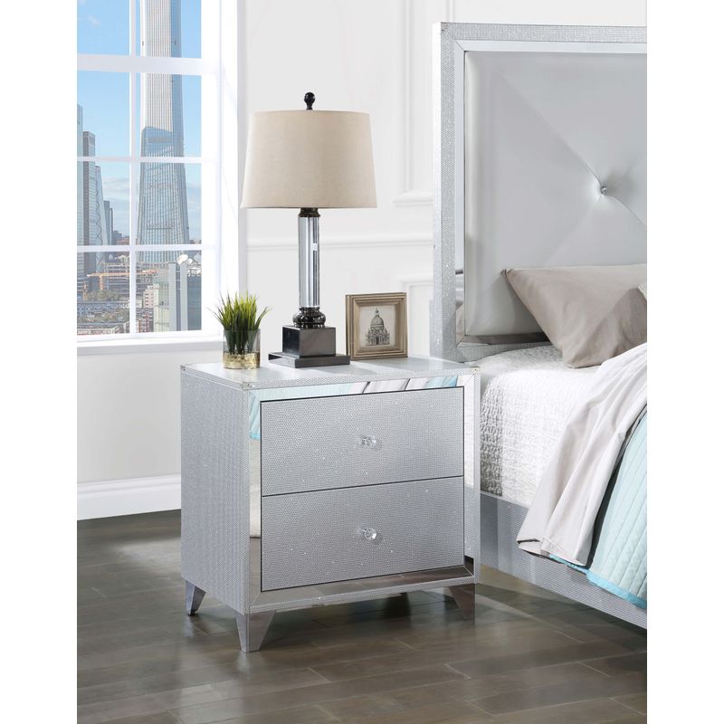 Larue 2-drawer Nightstand with USB Port Silver