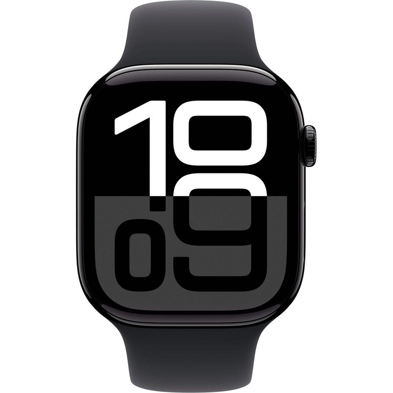 Apple Watch Series 10 (GPS+Cellular) 46mm Aluminum Case with Black Sport Band - M/L - Jet Black