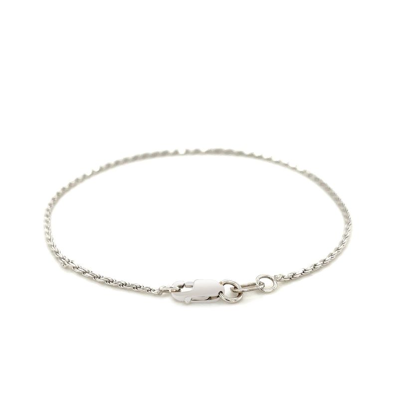 2.0mm 14k White Gold Diamond Cut Rope Anklet (10 Inch)