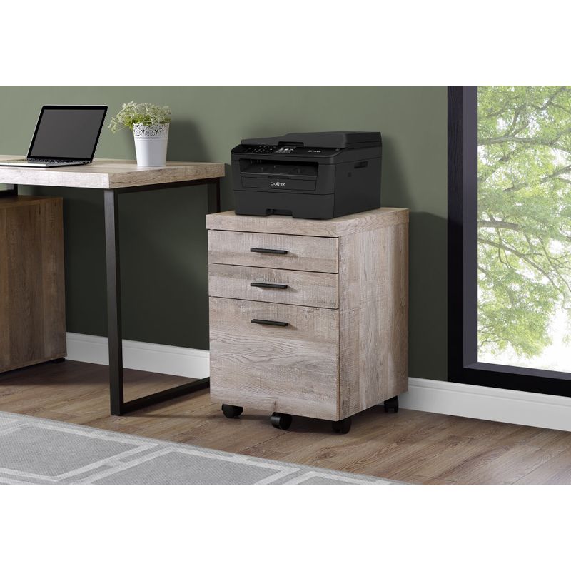 File Cabinet/ Rolling Mobile/ Storage Drawers/ Printer Stand/ Office/ Work/ Laminate/ Beige/ Contemporary/ Modern