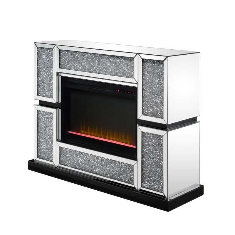 ACME Noralie Fireplace, Mirrored & Faux Diamonds