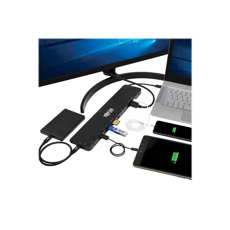 Eaton Tripp Lite Series Triple-Monitor USB C Dock USB C Docking Station with 4K HDMI DisplayPort VGA - USB-A/C GbE 100W PD Black - docking s