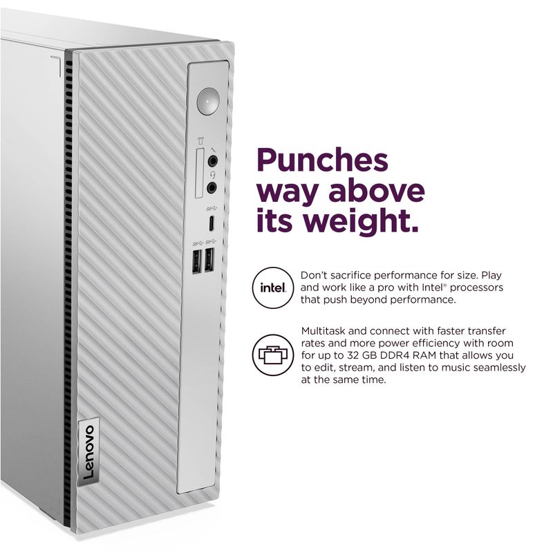 Lenovo - IdeaCentre 3 Desktop - Intel Processor U300 - 8GB Memory - 256GB SSD - Cloud Grey