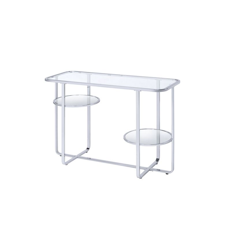ACME Hollo Sofa Table, Chrome & Glass
