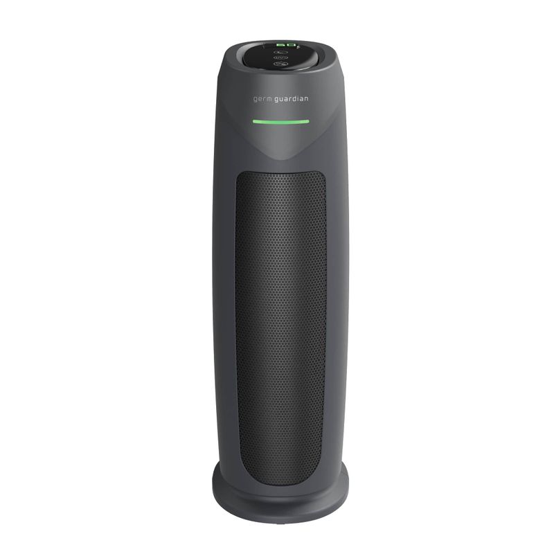 GermGuardian - 743 Sq. Ft. Tower Air Purifier with HEPA Filter, Intellisense Air Quality Monitor, UV-C, AC4880G - Graphite