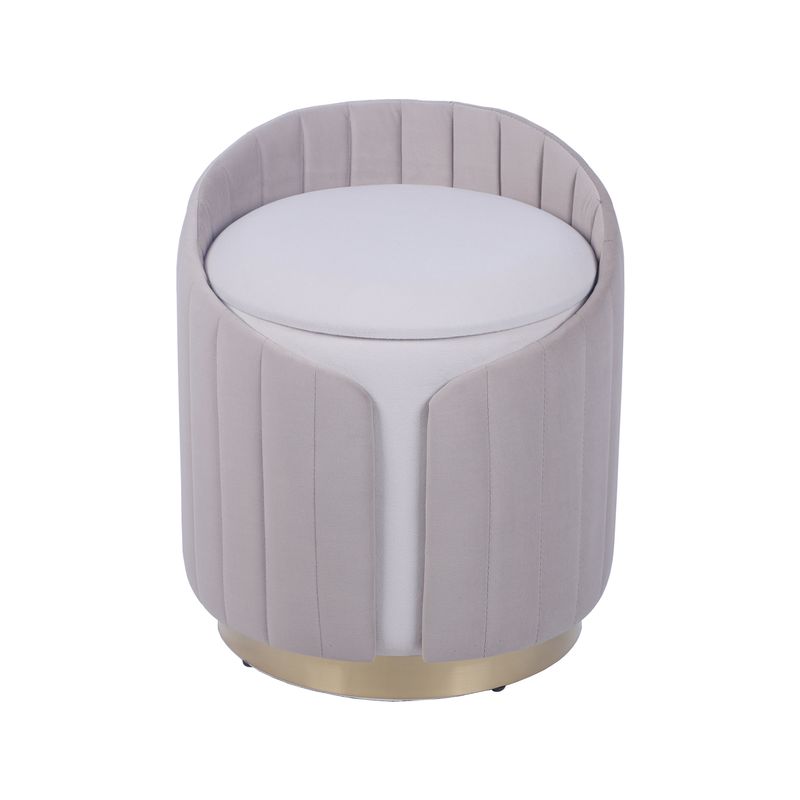 Techni Home Plush Velvet Vanity Stool Ottoman with Storage, Taupe