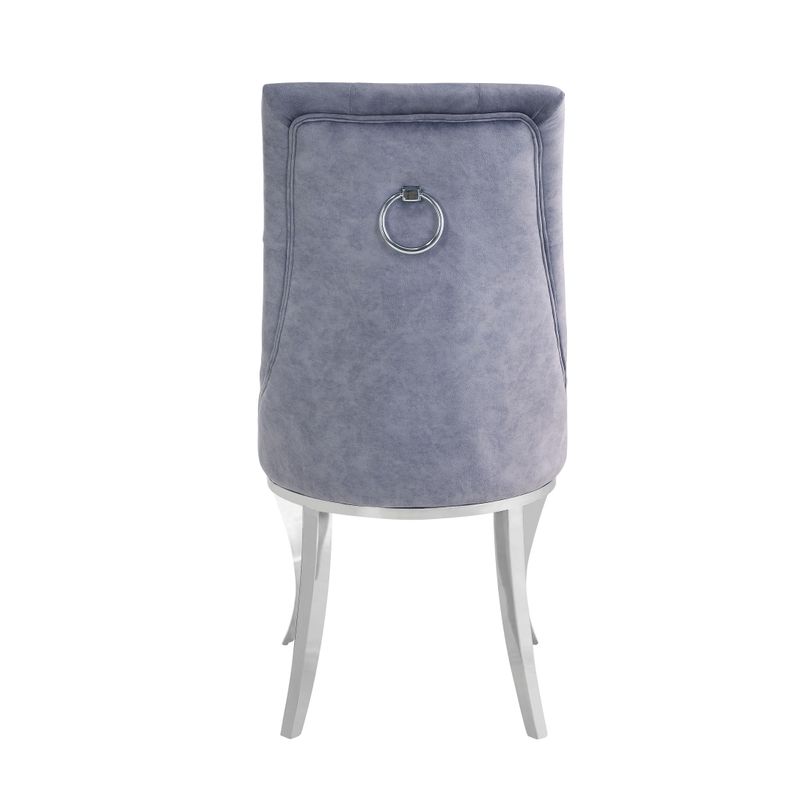 ACME Dekel Side Chair (Set-2), Gray Fabric & Stainless Steel