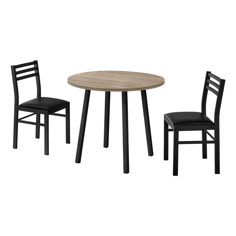 Dining Table Set/ 3pcs Set/ Small/ 35" Drop Leaf/ Kitchen/ Metal/ Laminate/ Brown/ Black/ Contemporary/ Modern