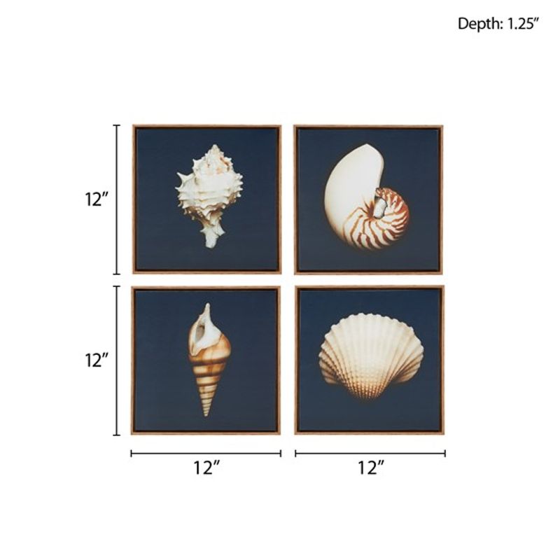 Ocean Seashells 4-piece Framed Canvas Wall Art Set