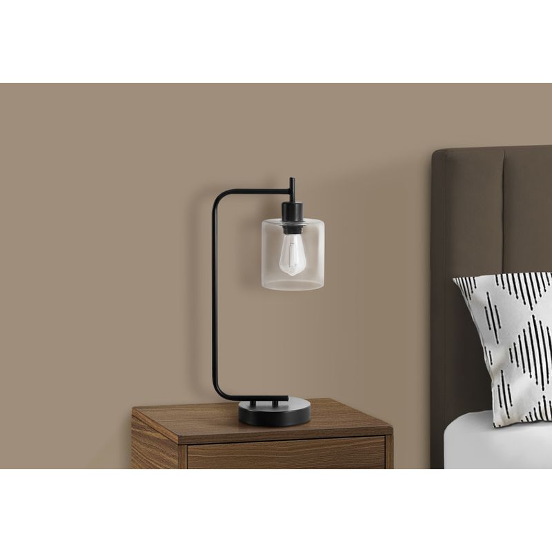 Lighting - 20"H Table Lamp Black Metal/Glass Shade/Sub