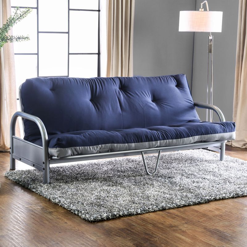 Contemporary Fabric 6-inch Futon Mattress in Gray/Navy