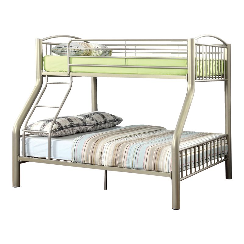 Contemporary Metal Twin over Full Bunk Bed in Metallic Gold