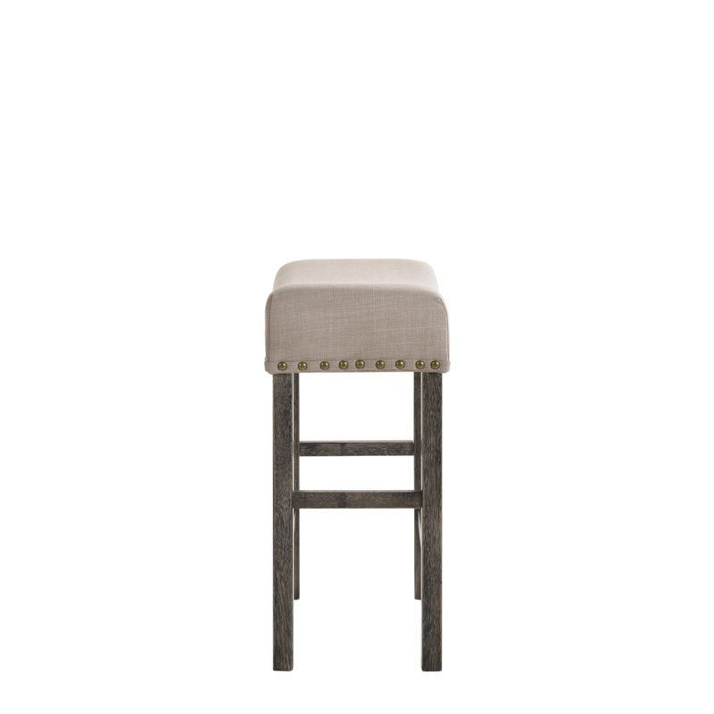 ACME Martha II Counter Height Stool (Set-2), Tan Linen & Weathered Gray