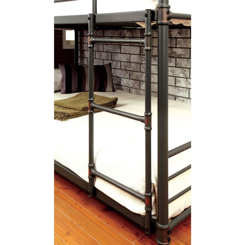 Industrial Metal Full Triple Bunk Bed in Antique Black