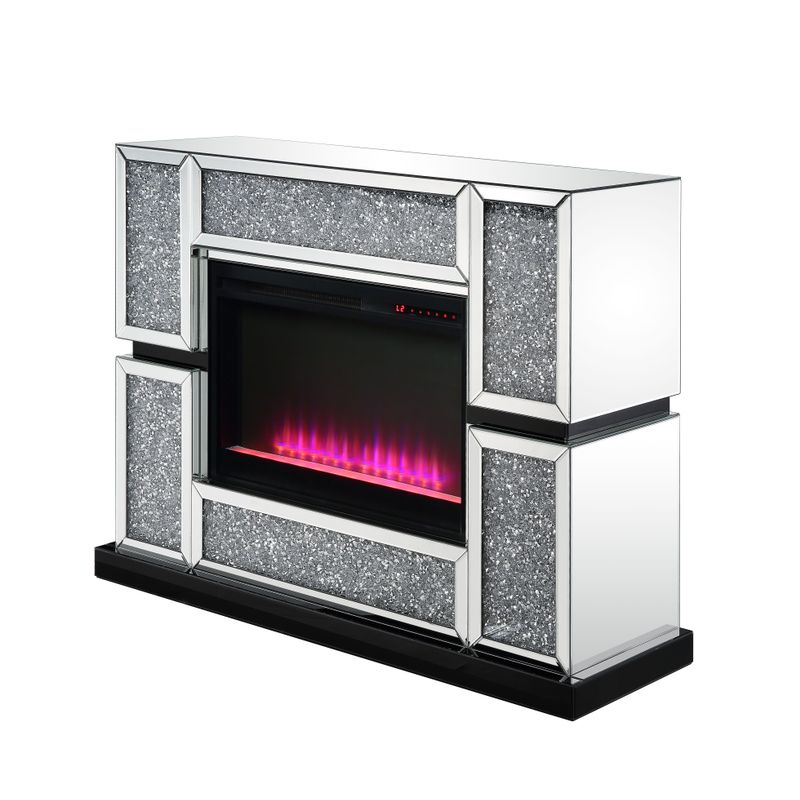 ACME Noralie Fireplace, Mirrored & Faux Diamonds