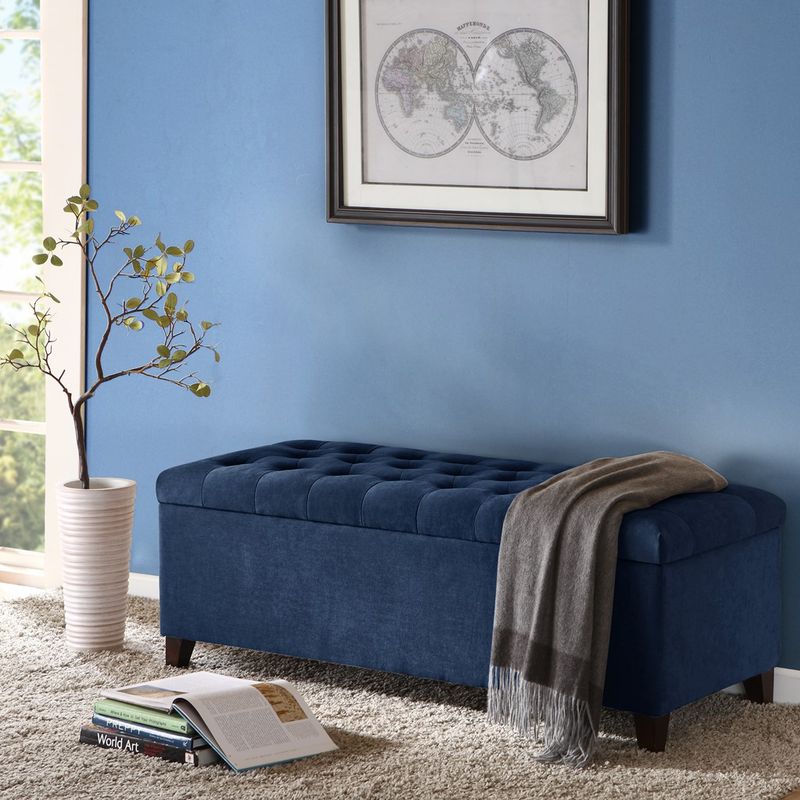 Mae Navy Tufted Top Storage Bench
