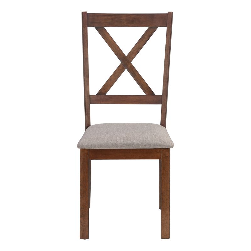 Dining Chair/ Set Of 2/ Side/ Upholstered/ Kitchen/ Dining Room/ Pu Leather Look/ Wood Legs/ Brown/ Beige/ Transitional