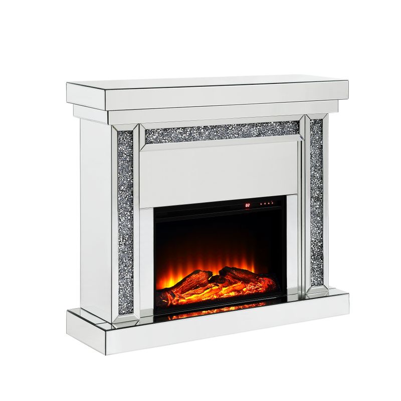 ACME Noralie Fireplace, Mirrored & Faux Diamonds