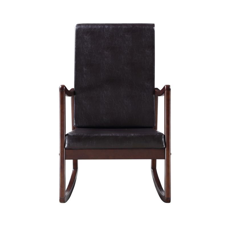 ACME Raina Rocking Chair, Dark Brown Synthetic Leather & Espresso Finish