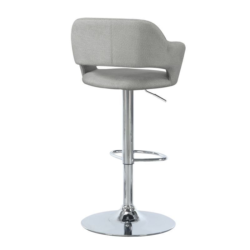 Bar Stool/ Swivel/ Bar Height/ Adjustable/ Metal/ Fabric/ Grey/ Chrome/ Contemporary/ Modern