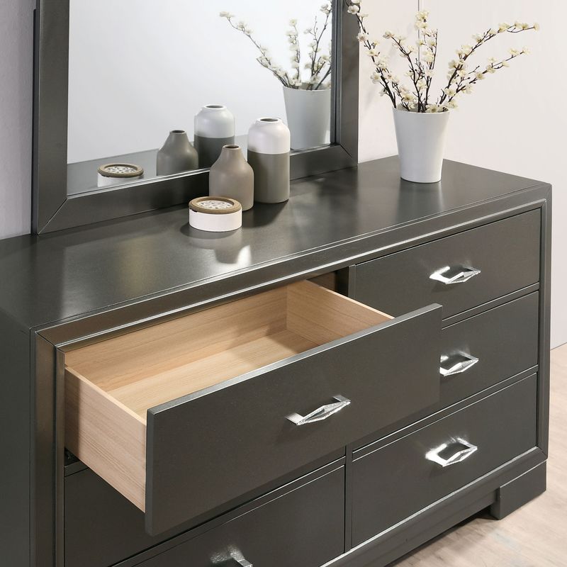 Contemporary 6-Drawer Metallic Gray Dresser