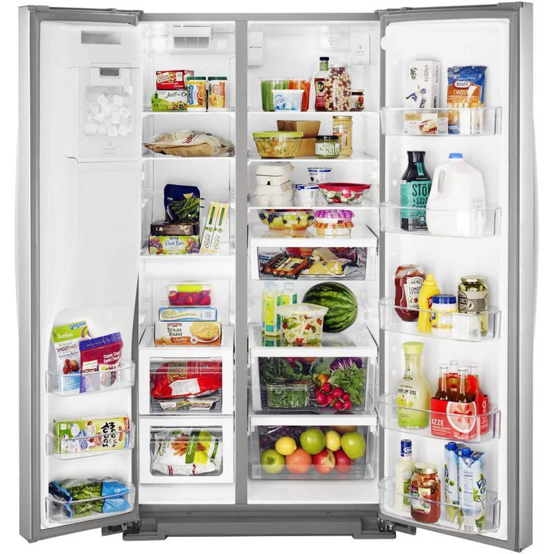 Whirlpool - 28.4 Cu. Ft. Side-by-Side Refrigerator with In-Door-Ice Storage - Stainless Steel
