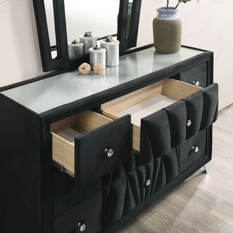 Transitional Fabric Upholstered Dresser in Black