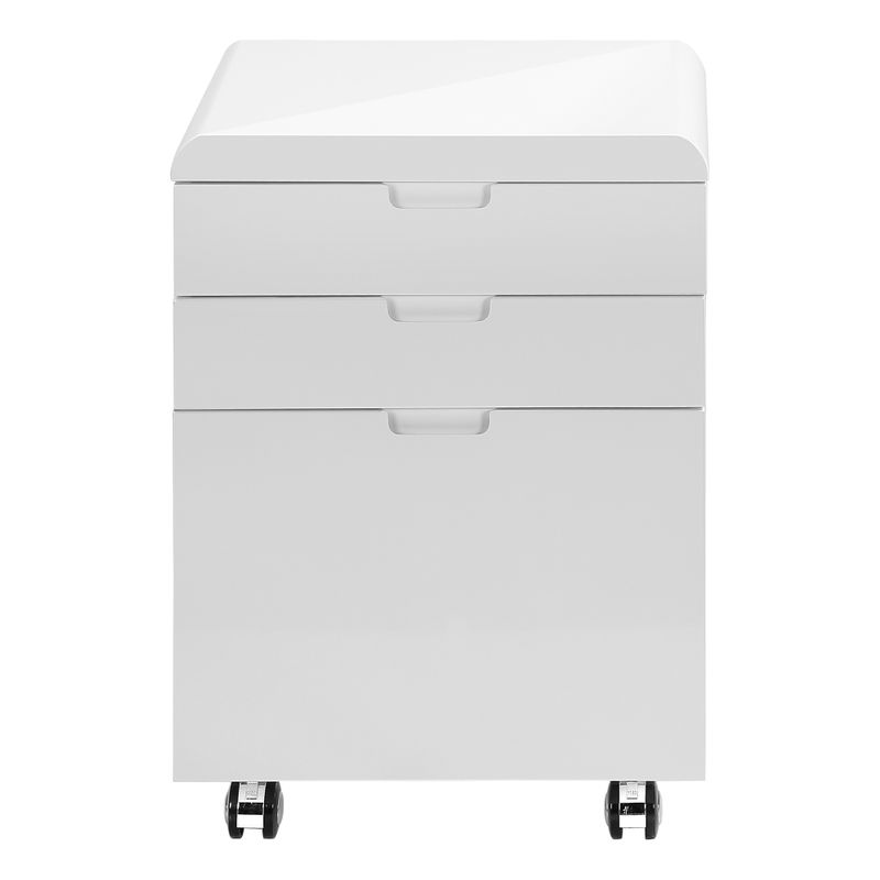 File Cabinet/ Rolling Mobile/ Storage Drawers/ Printer Stand/ Office/ Work/ Laminate/ Glossy White/ Contemporary/ Modern