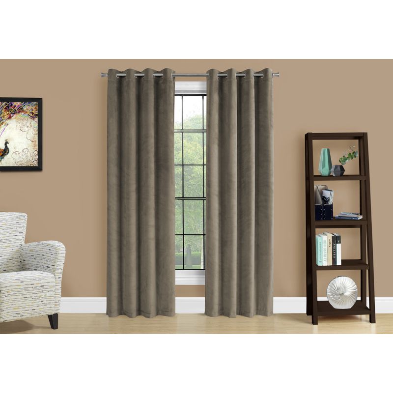 Curtain Panel/ 2pcs Set/ 54"W X 95"L/ Room Darkening/ Grommet/ Living Room/ Bedroom/ Kitchen/ Velvet/ Polyester/ Beige/ Contemporary/ Modern