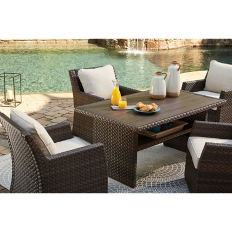 Dark Brown/Beige Easy Isle Rectangular Multi-Use Table