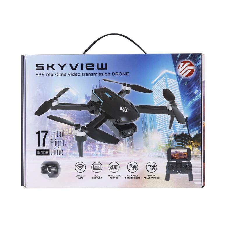 Vivitar - Sky View FPV Real-Time 4K Video Transmission Drone - Black