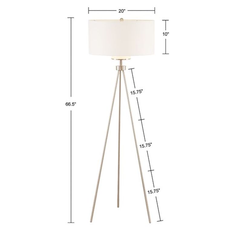 Pacific Tripod Metal Tripod Floor Lamp with Glass Shade