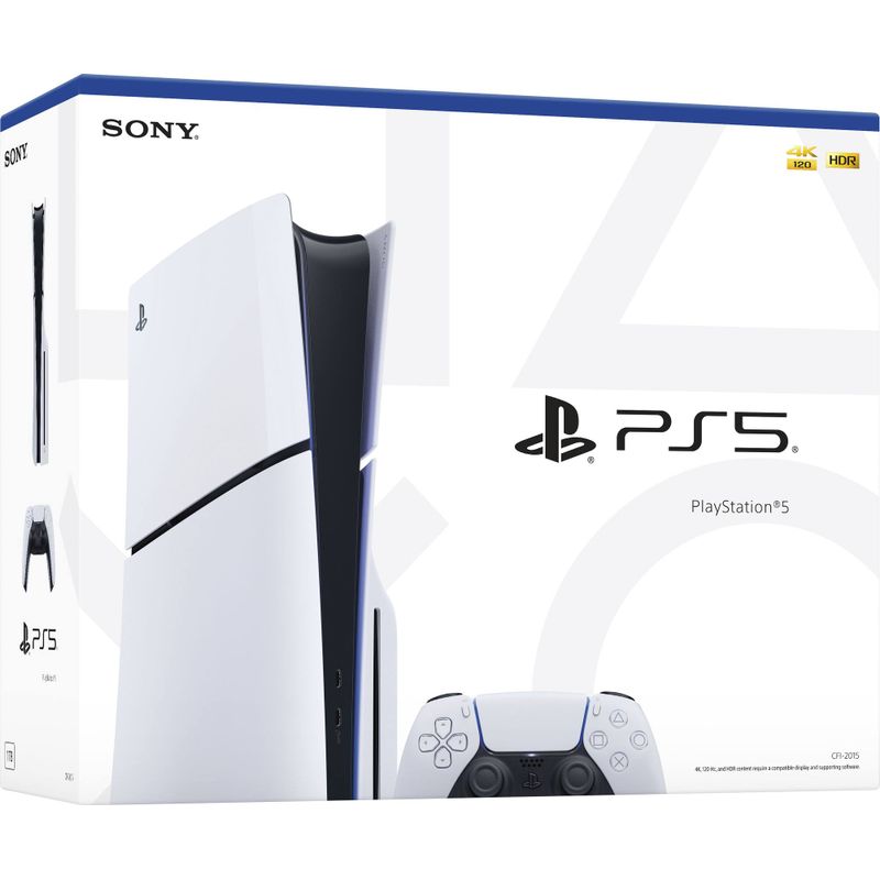 Sony - PlayStation 5 Slim Console - White With Accessories & Black Controller (Total 2 Controllers Included)