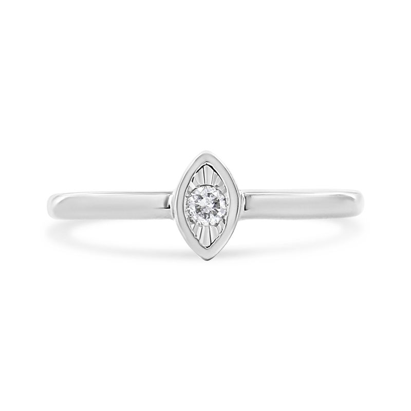 .925 Sterling Silver 1/20 Cttw Diamond Marquise Shaped Promise Ring (J-K Color, I1-I2 Clarity) - Size 8