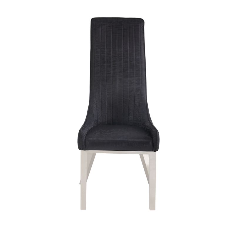ACME Gianna Side Chair (Set-2), Black Synthetic Leather & Stainless Steel