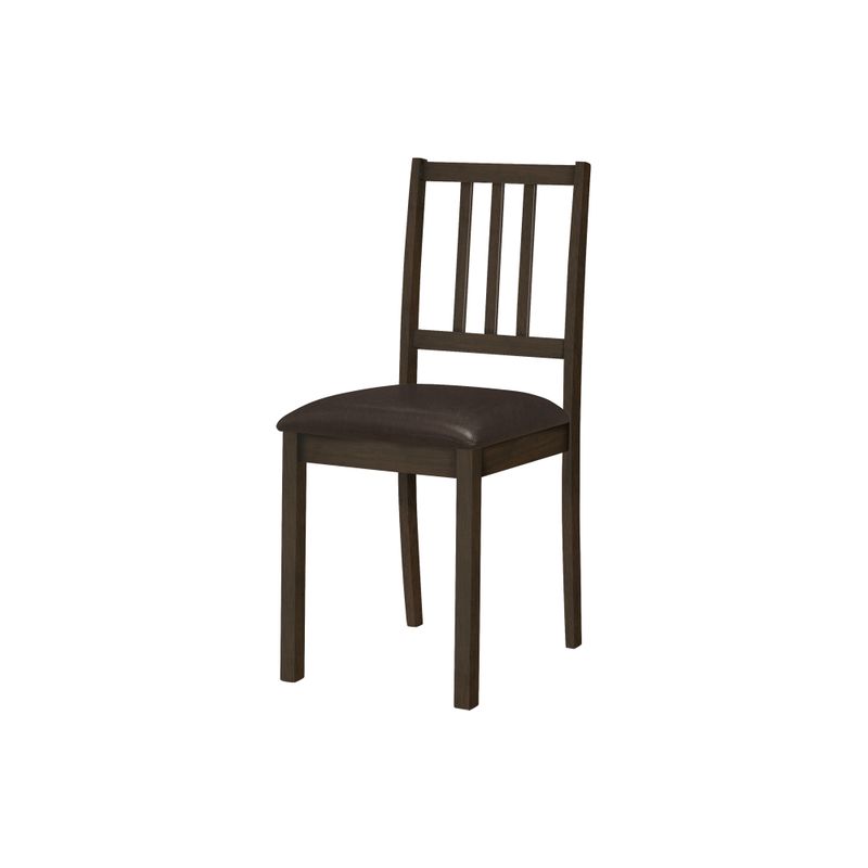 Dining Chair/ Set Of 2/ Side/ Upholstered/ Kitchen/ Dining Room/ Pu Leather Look/ Wood Legs/ Brown/ Transitional