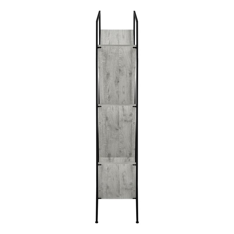 Bookshelf/ Bookcase/ Etagere/ 3 Tier/ 60"H/ Office/ Bedroom/ Metal/ Laminate/ Grey/ Black/ Contemporary/ Modern